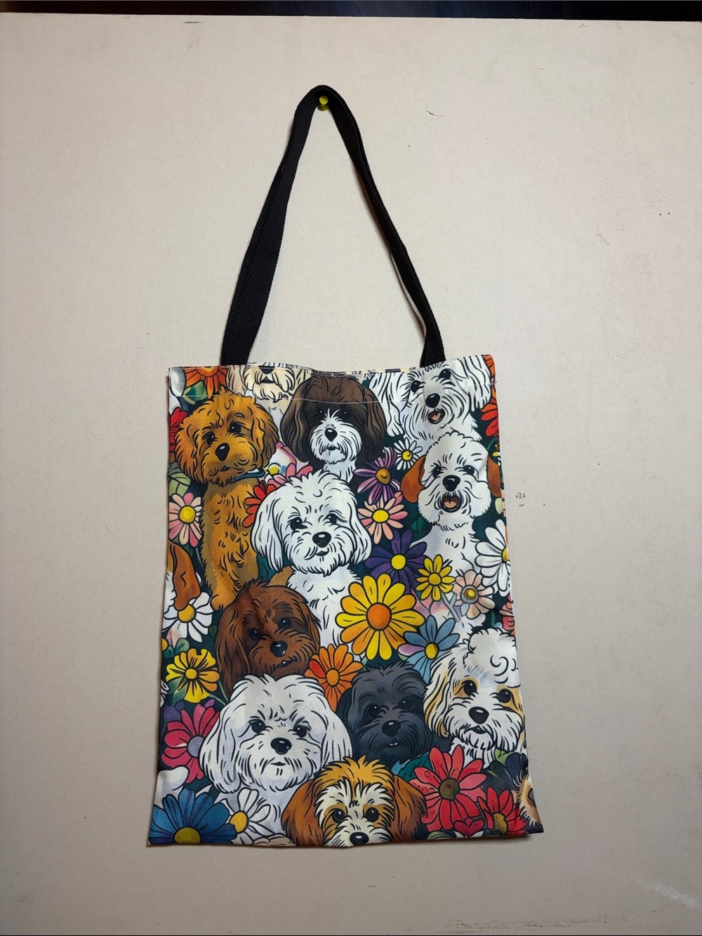 Maltese Colorful Flower Tote Bag